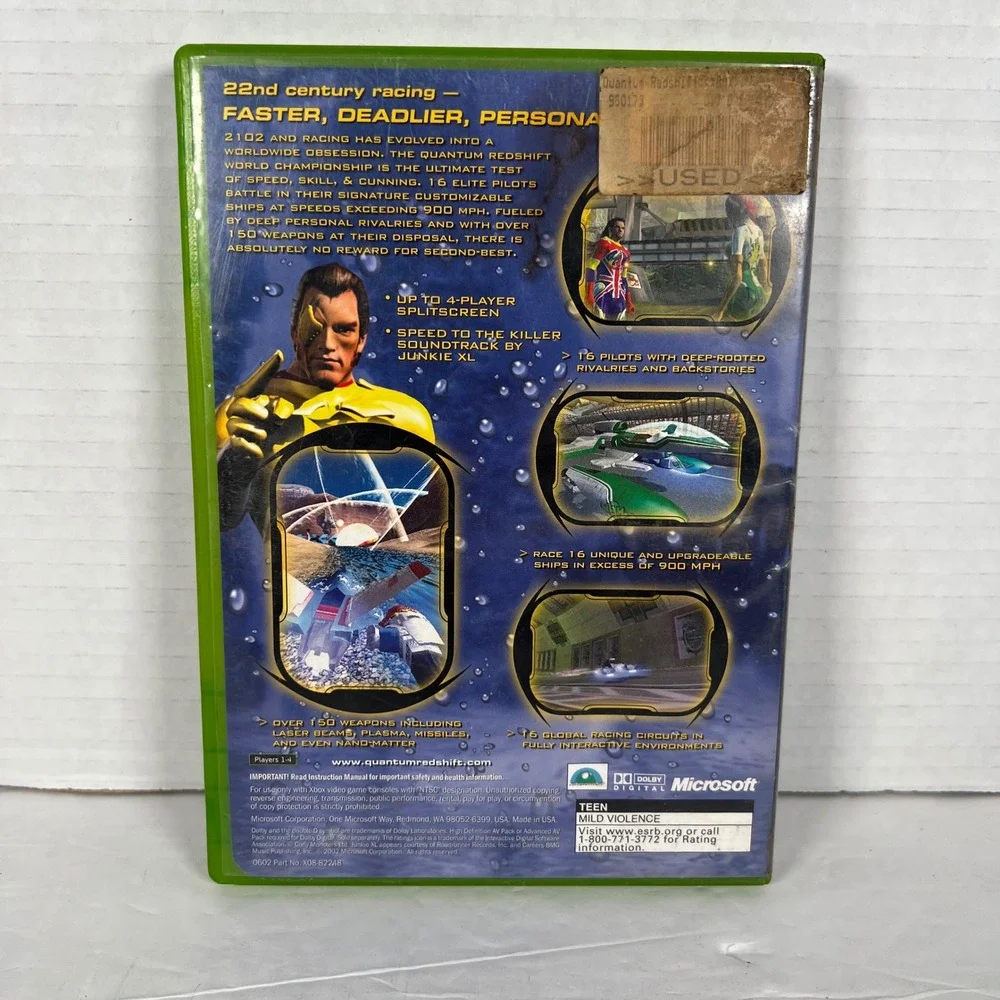 Quantum Redshift Microsoft Xbox 2002 Futuristic Combat Racing Game CIB